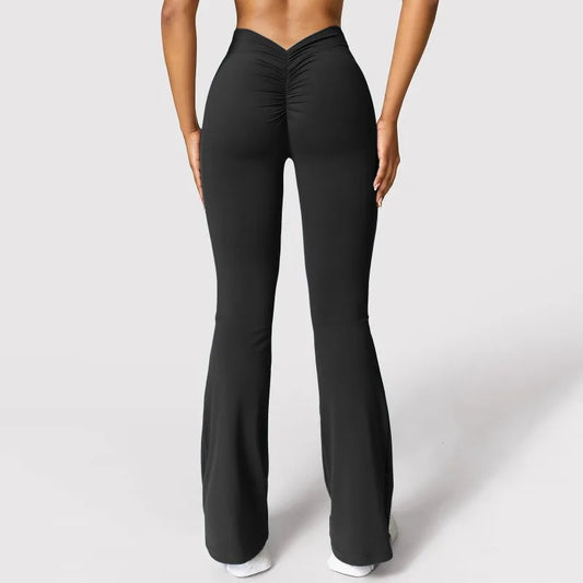 Damen Push-Up Leggings – High Waist Flared Fitnesshose
